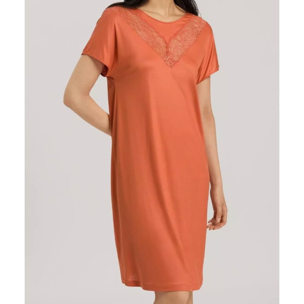 Hanro Juna Nightgown Lace Coral Gold ( S )